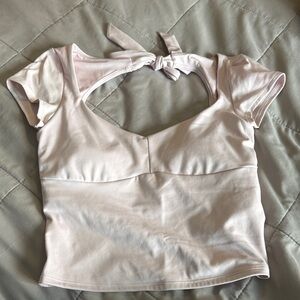 Like new, light pink small off the shoulder, cut out back adorable shirt!!?small